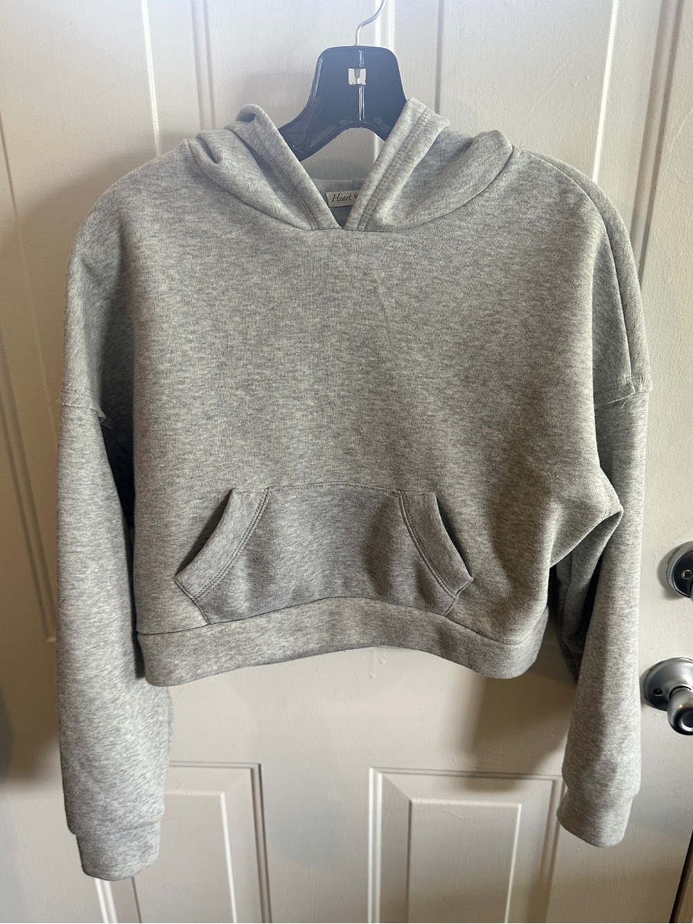 Heart Hips Gray Cropped Hoodie Sweatshirt